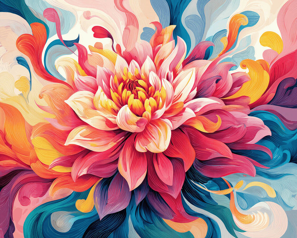 Chrysanthème Abstrait Complet Peinture par Numéros
