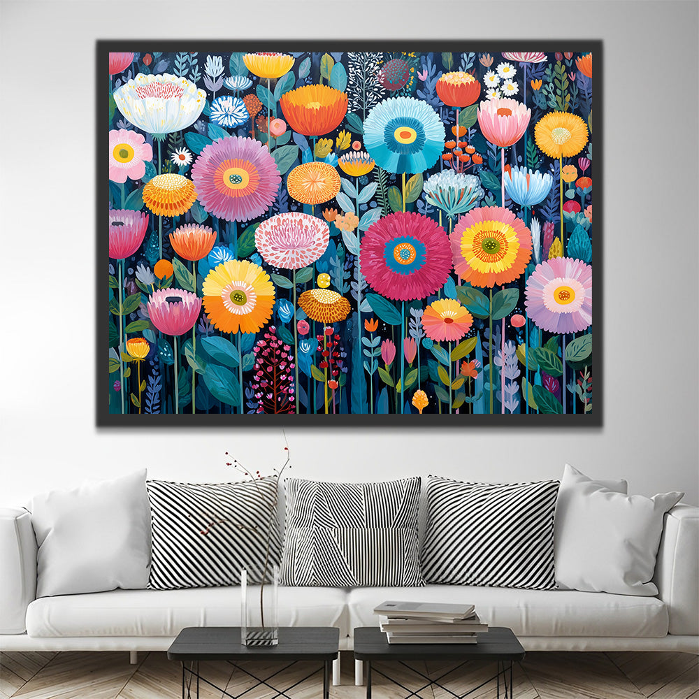 Chrysanthèmes et Coquelicots Peinture par Numéros