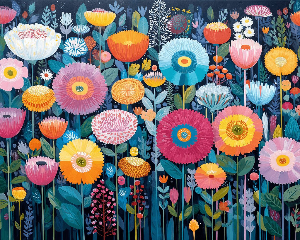 Chrysanthèmes et Coquelicots Peinture par Numéros