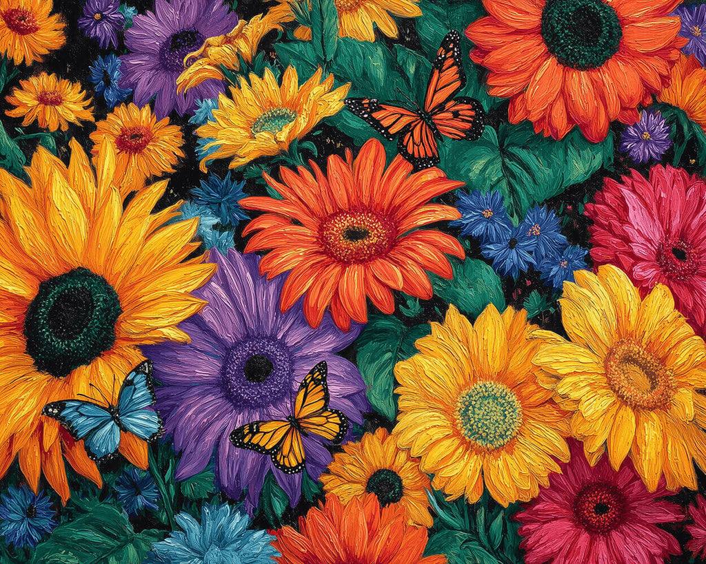 Chrysanthèmes Vifs et Colorés Peinture par Numéros