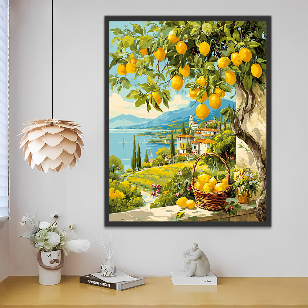 Citronnier dans une Ville Balnéaire Peinture par Numéros