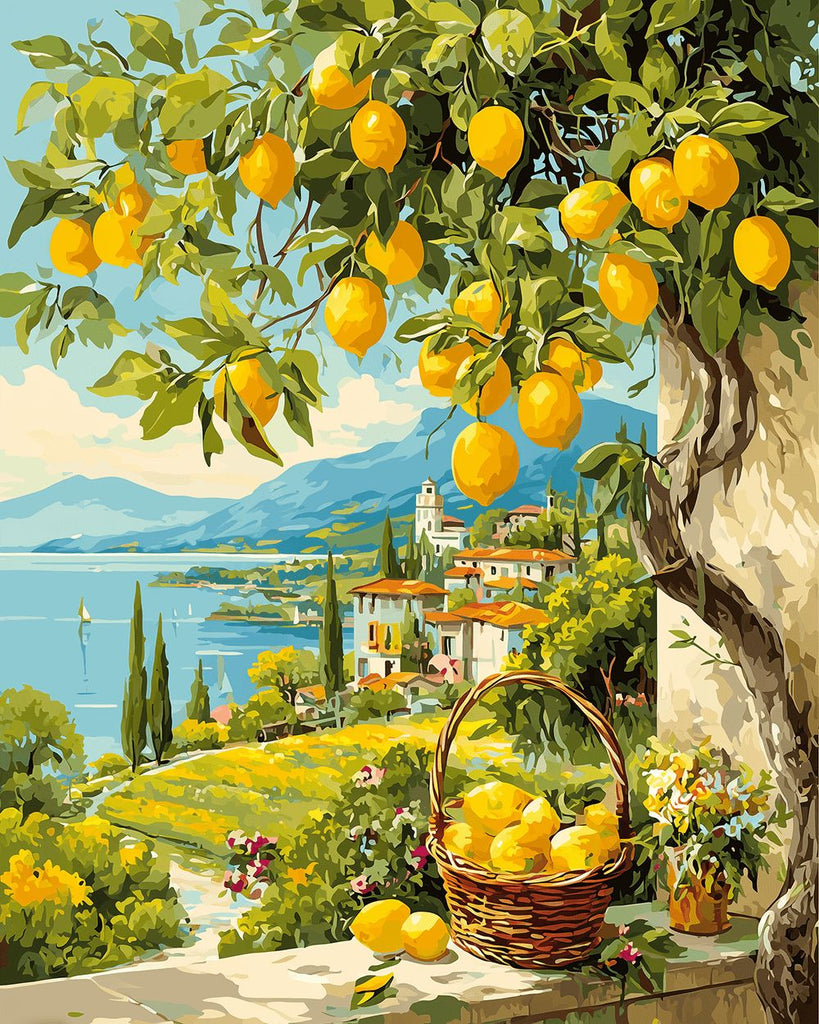 Citronnier dans une Ville Balnéaire Peinture par Numéros