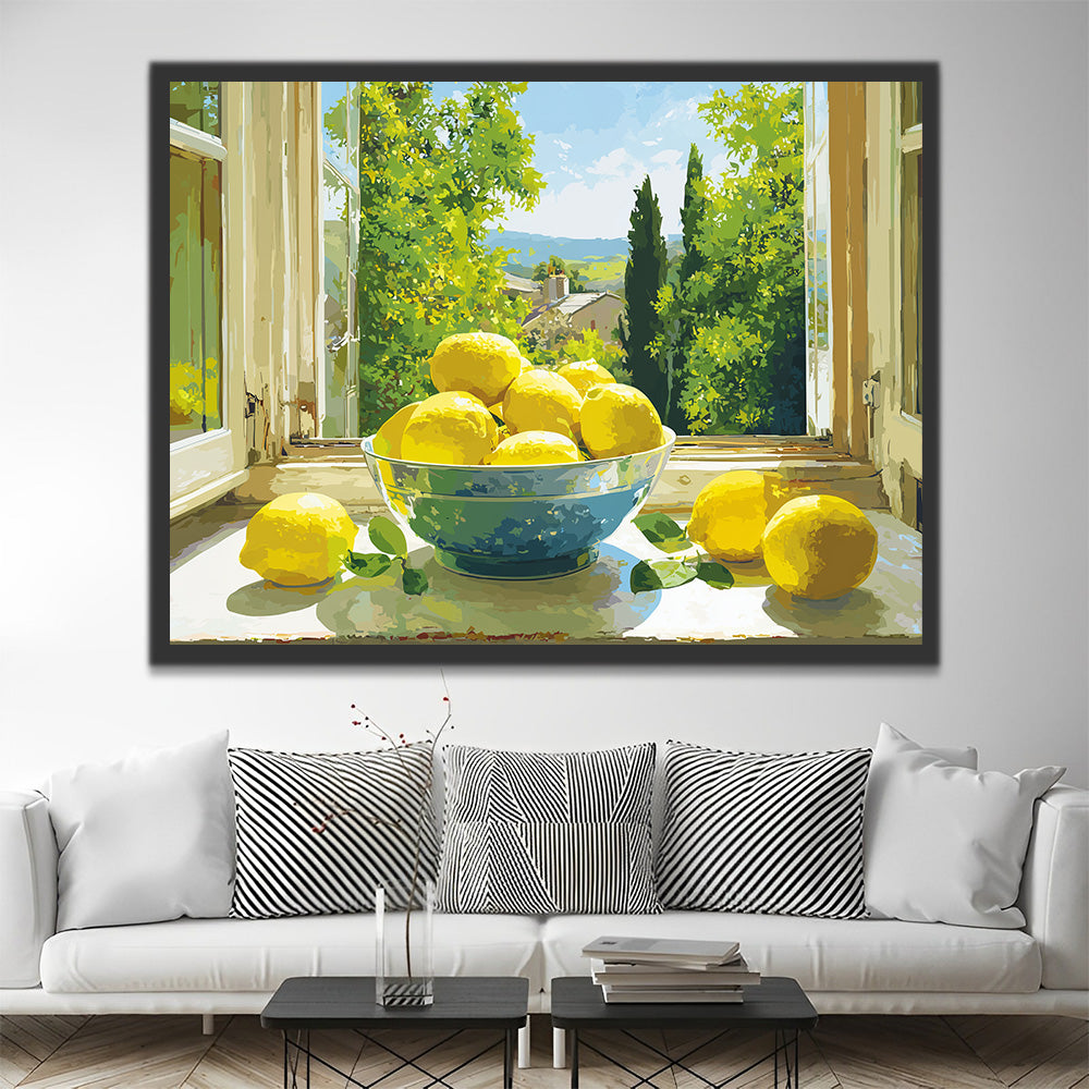 Citrons sur le Rebord de Fenêtre Peinture par Numéros