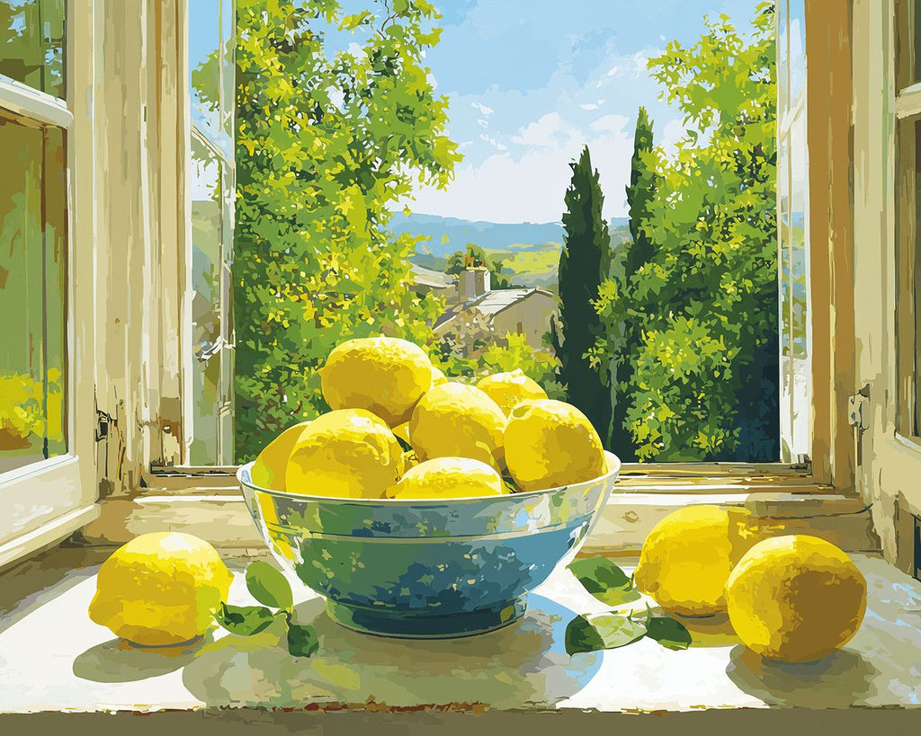 Citrons sur le Rebord de Fenêtre Peinture par Numéros
