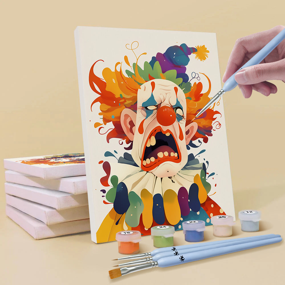 Clown au Style Dessin Animé 6 Mini Peintures par Numéros
