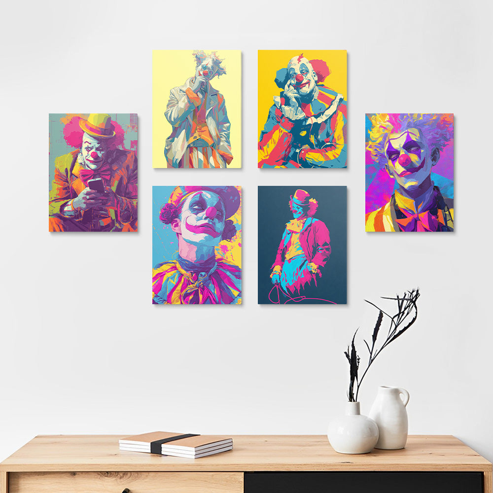 Clown au Style Pop 6 Mini Peintures par Numéros