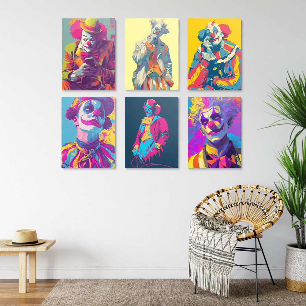 Clown au Style Pop 6 Mini Peintures par Numéros
