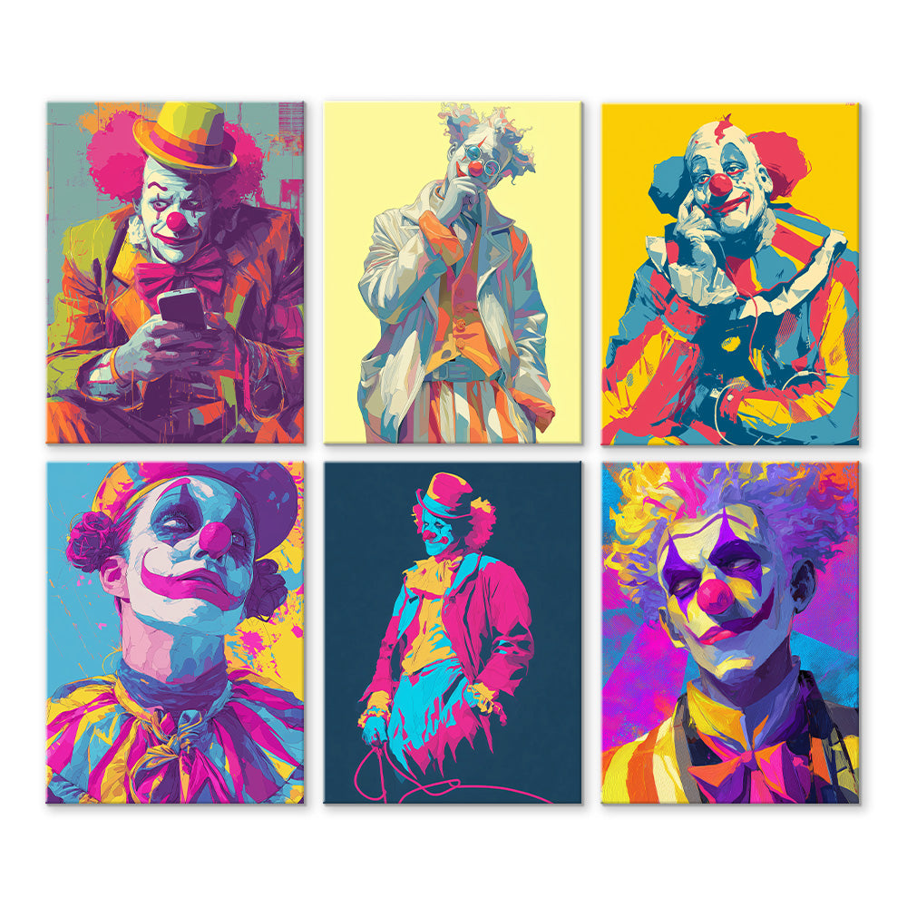 Clown au Style Pop 6 Mini Peintures par Numéros