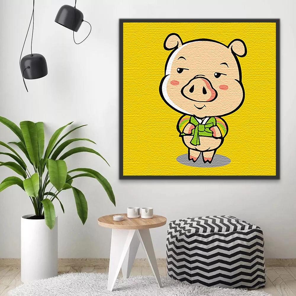 Cochon Cartoon Peinture par Numéros
