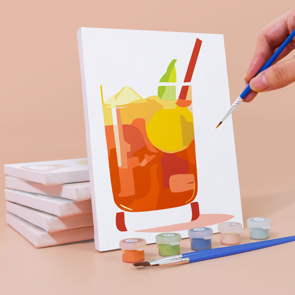 Cocktail au Citron avec Glace 6 Mini Peintures par Numéros