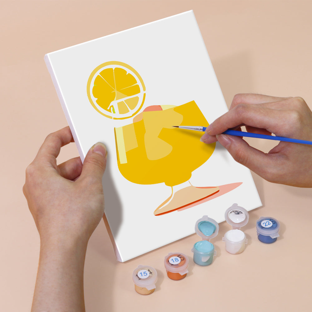 Cocktail au Citron avec Glace 6 Mini Peintures par Numéros
