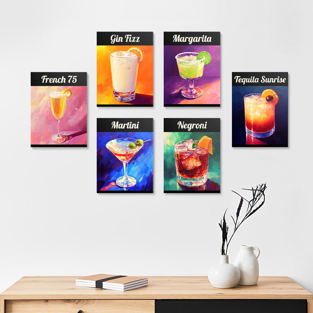Cocktail Classique 6 Mini Peintures par Numéros