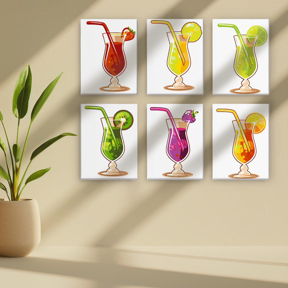 Cocktail de Fruits Rafraîchissant 6 Mini Peintures par Numéros