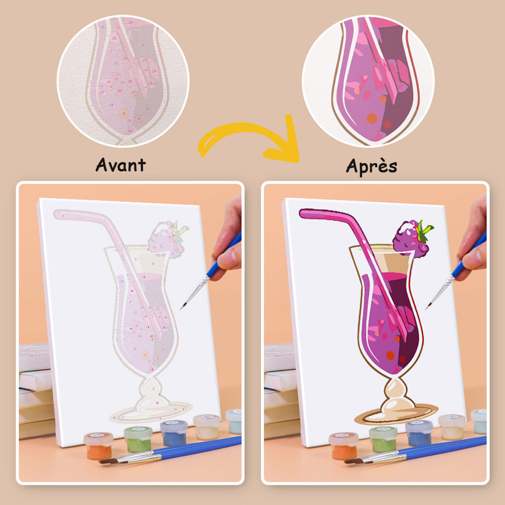 Cocktail de Fruits Rafraîchissant 6 Mini Peintures par Numéros