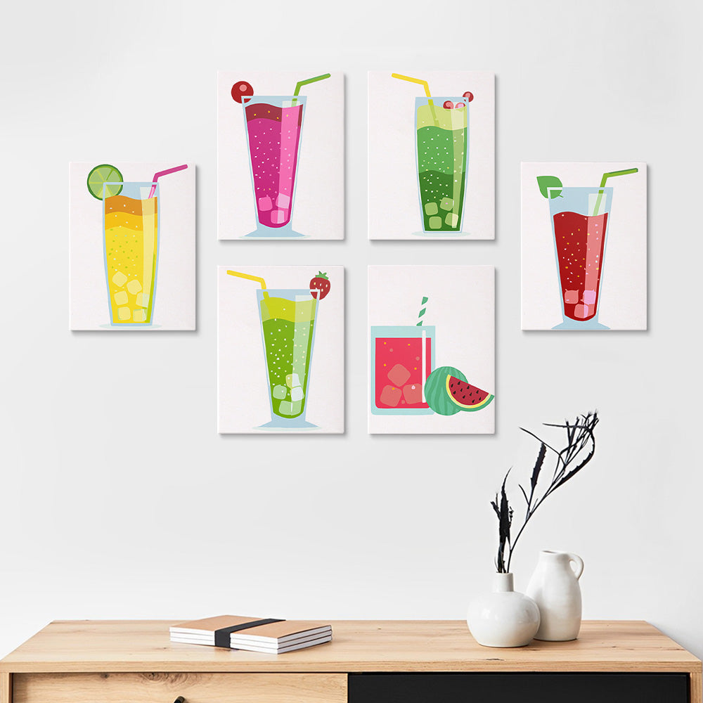 Cocktail d'Été 6 Mini Peintures par Numéros