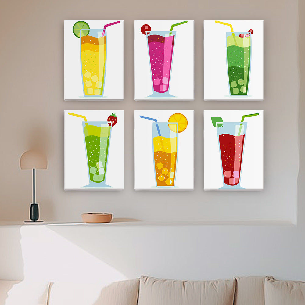 Cocktail d'Été 6 Mini Peintures par Numéros