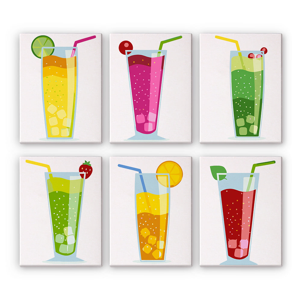 Cocktail d'Été 6 Mini Peintures par Numéros
