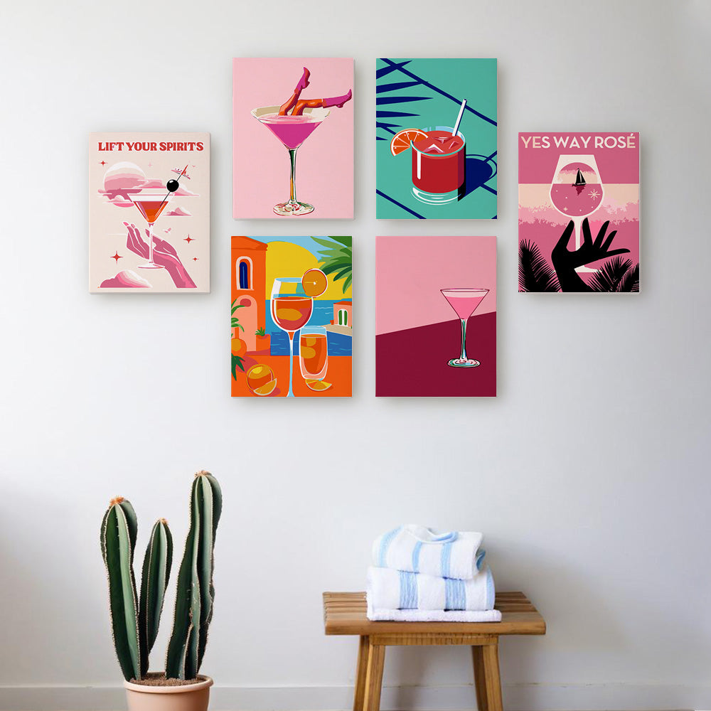 Cocktail Élégant 6 Mini Peintures par Numéros