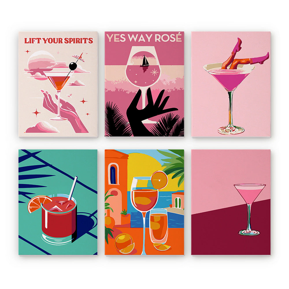 Cocktail Élégant 6 Mini Peintures par Numéros