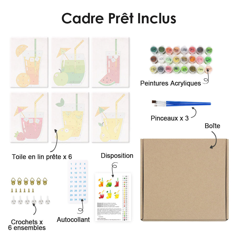Cocktail Fruité 6 Mini Peintures par Numéros