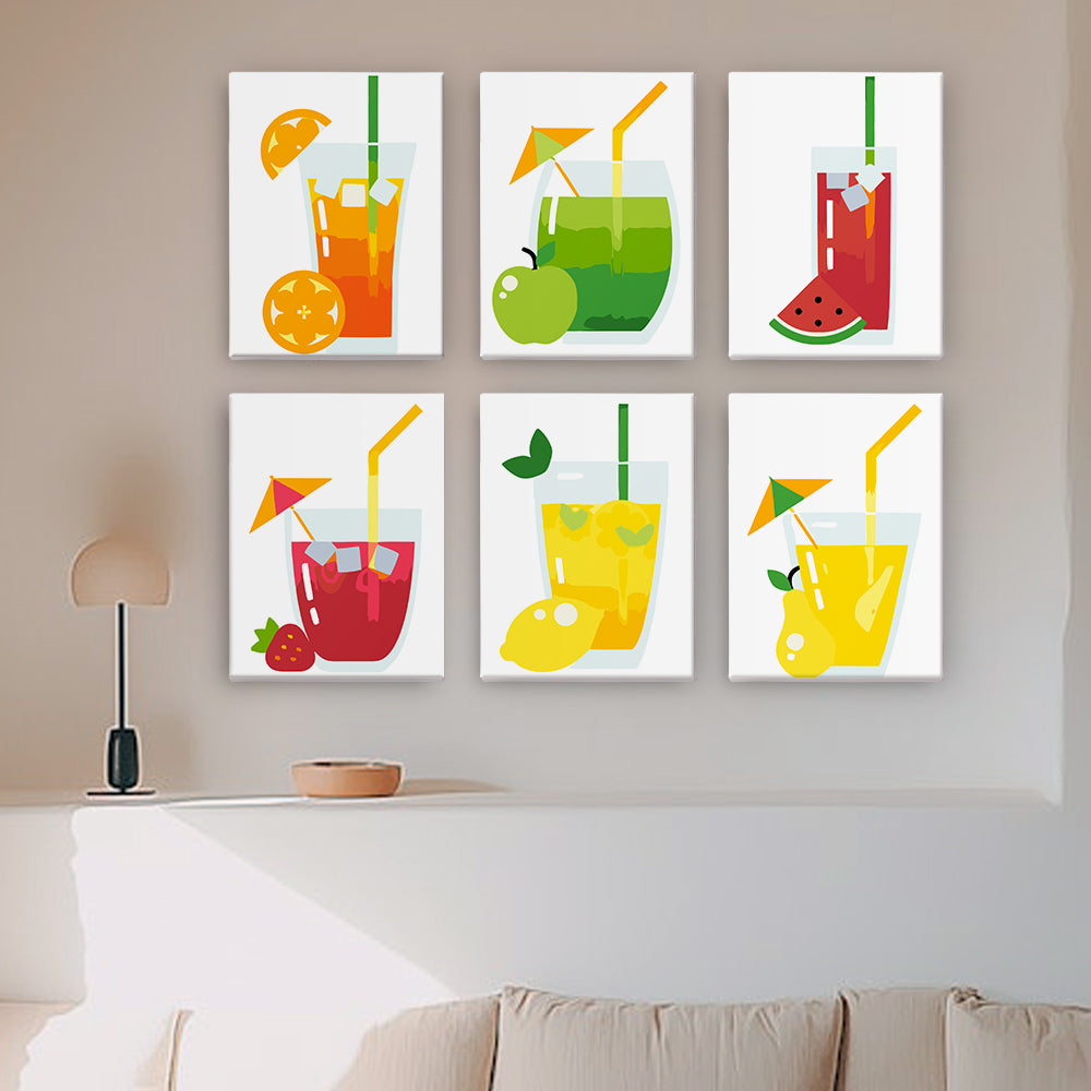 Cocktail Fruité 6 Mini Peintures par Numéros