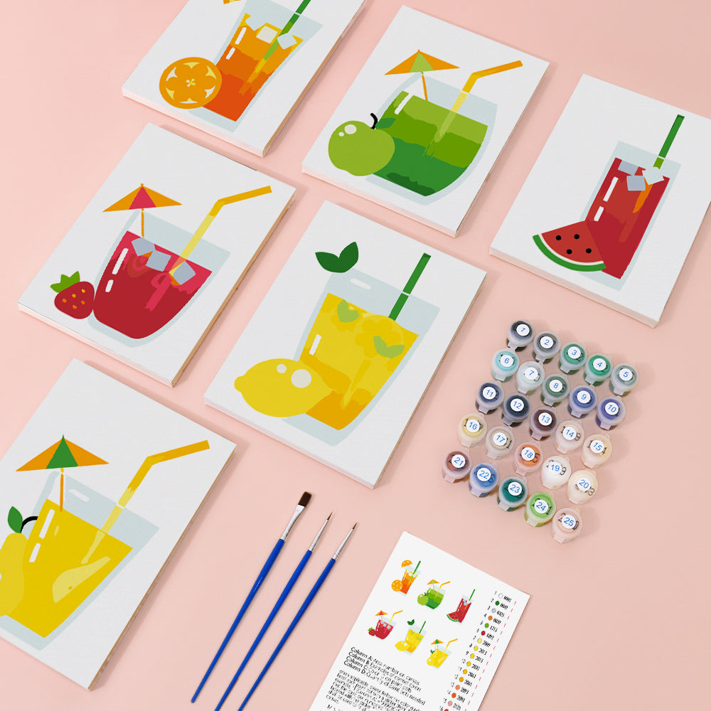 Cocktail Fruité 6 Mini Peintures par Numéros