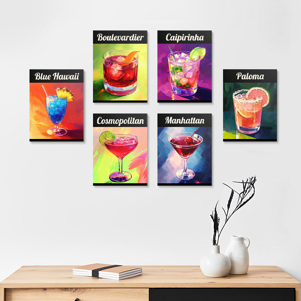 Cocktail Rafraîchi 6 Mini Peintures par Numéros
