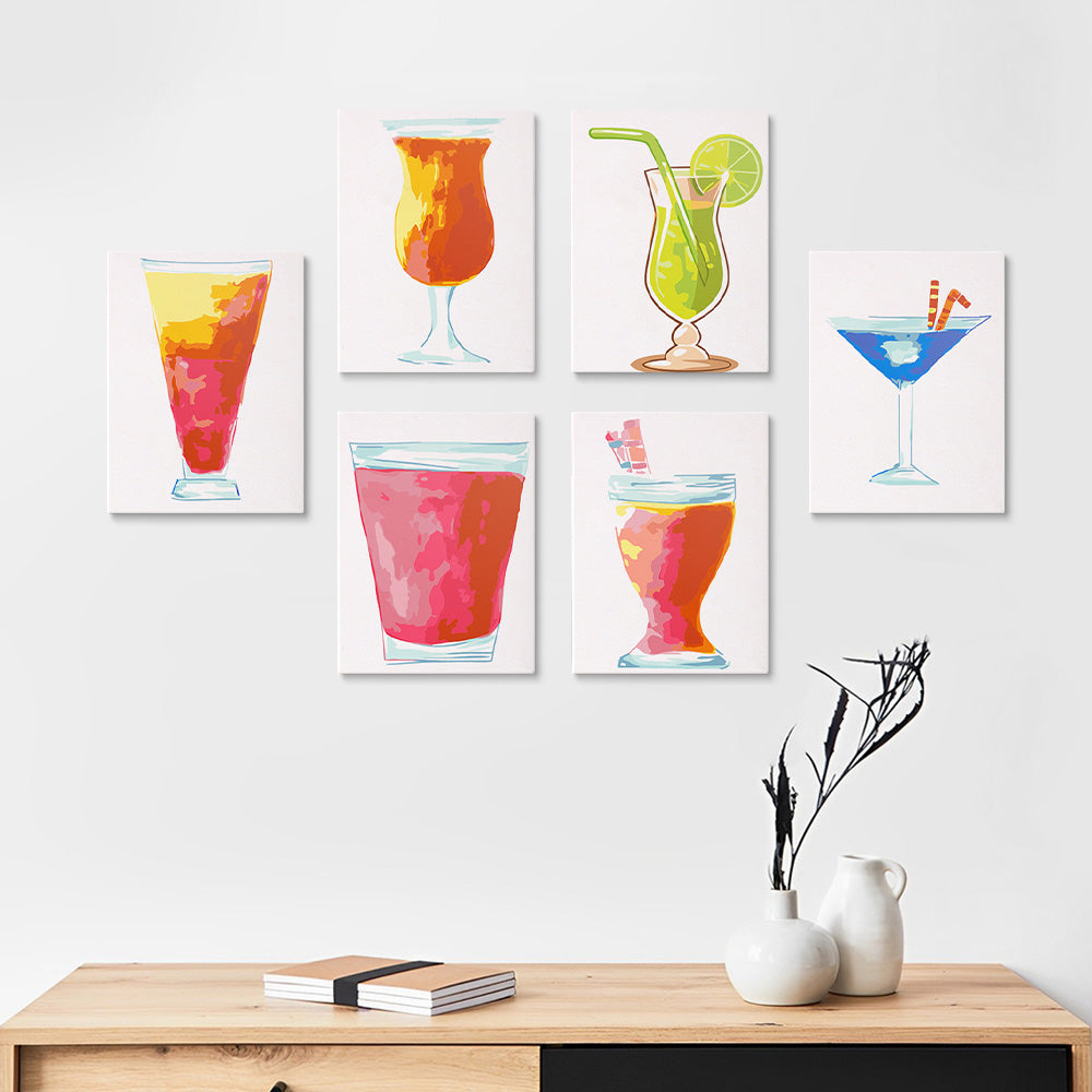 Cocktail Rafraîchissant 6 Mini Peintures par Numéros