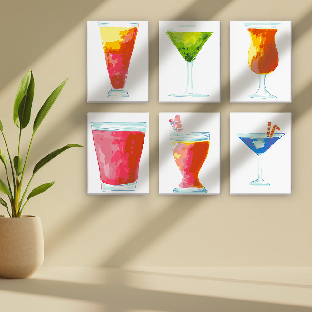 Cocktail Rafraîchissant 6 Mini Peintures par Numéros