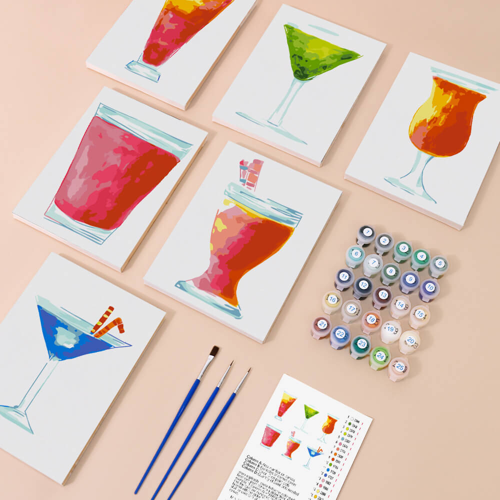 Cocktail Rafraîchissant 6 Mini Peintures par Numéros