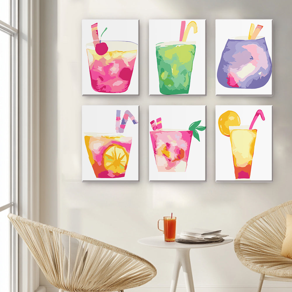 Cocktail Sucré 6 Mini Peintures par Numéros