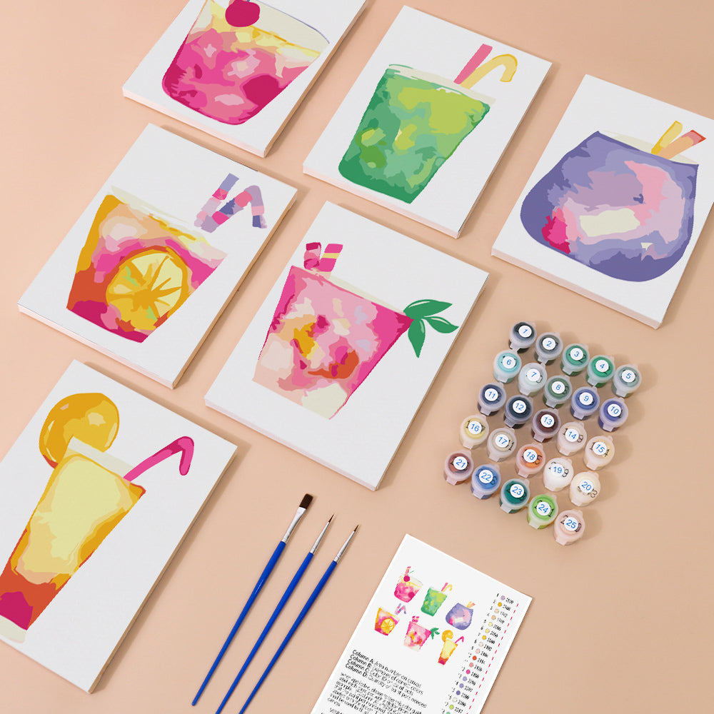 Cocktail Sucré 6 Mini Peintures par Numéros