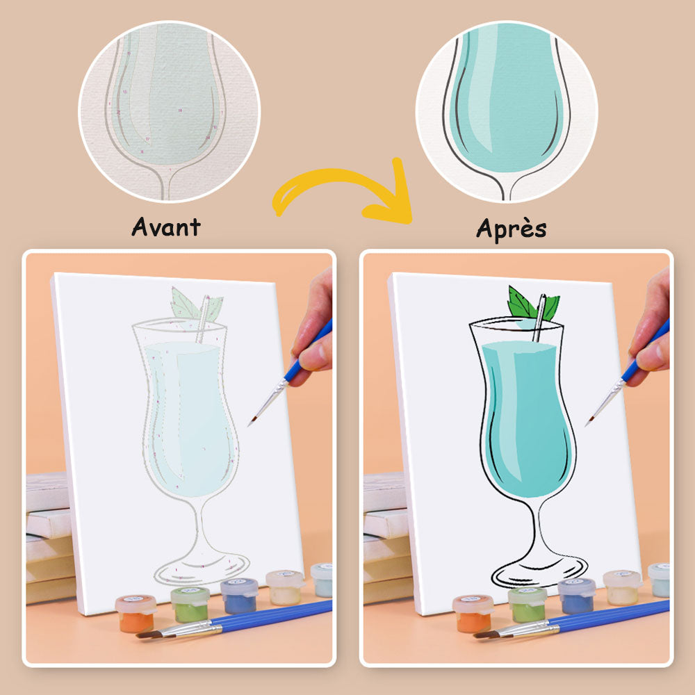 Cocktails aux Saveurs Variées 6 Mini Peintures par Numéros