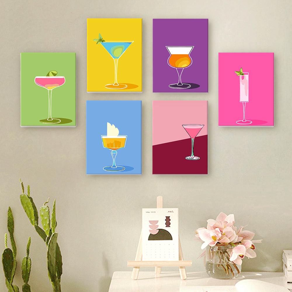 Cocktails Colorés 6 Mini Peintures par Numéros