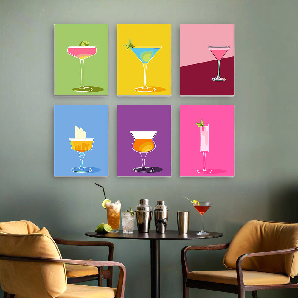 Cocktails Colorés 6 Mini Peintures par Numéros
