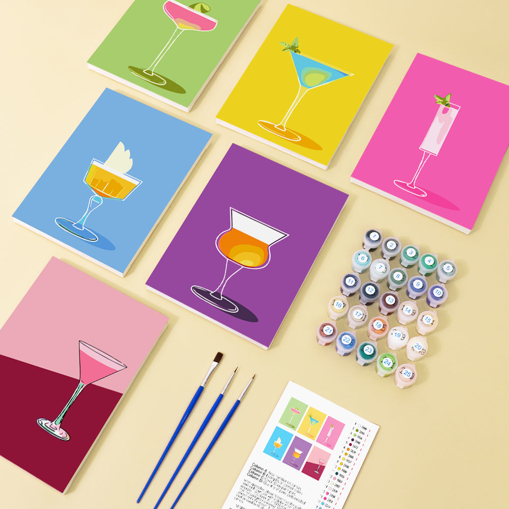Cocktails Colorés 6 Mini Peintures par Numéros