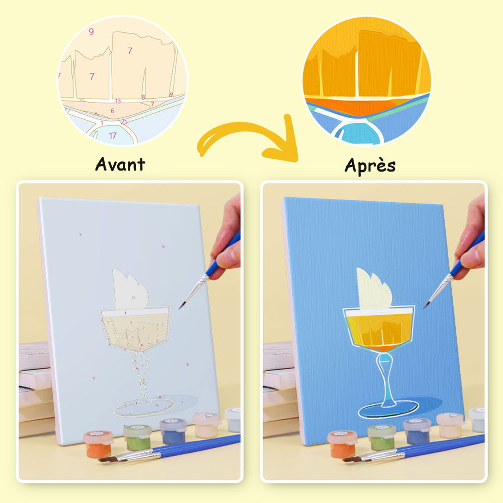Cocktails Colorés 6 Mini Peintures par Numéros