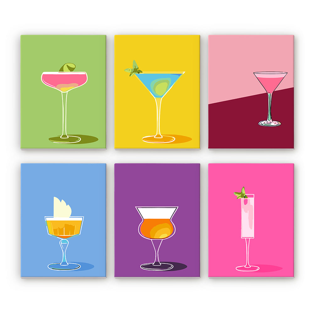 Cocktails Colorés 6 Mini Peintures par Numéros