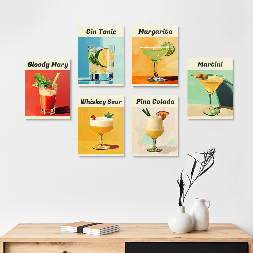 Cocktails Populaires 6 Mini Peintures par Numéros