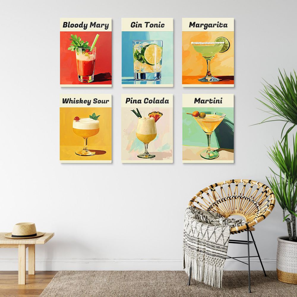 Cocktails Populaires 6 Mini Peintures par Numéros