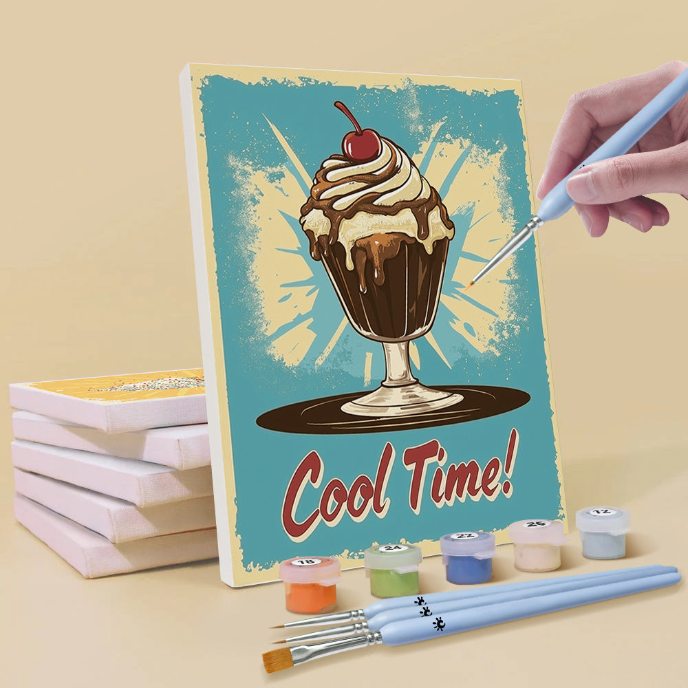 Cônes et Glaces Délicieux 6 Mini Peintures par Numéros