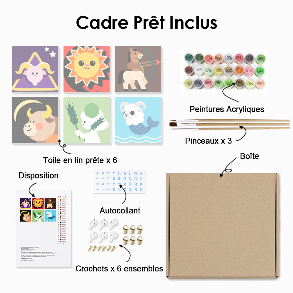 Constellations en Style Cartoon 6 Mini Peintures par Numéros