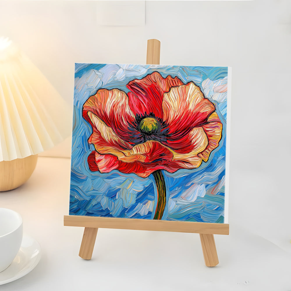 Coquelicot Rouge Passionné Mini Peinture par Numéros