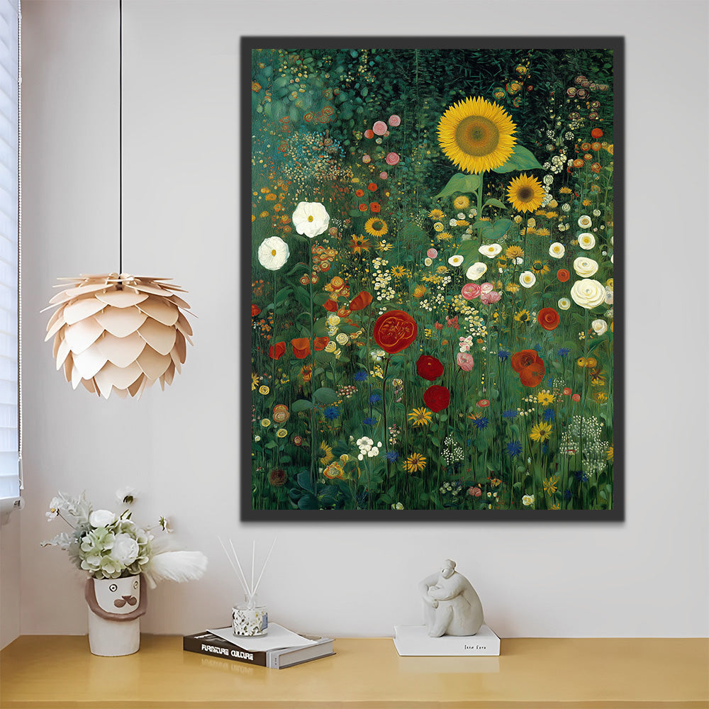 Coquelicots et Tournesols Sauvages Peinture par Numéros