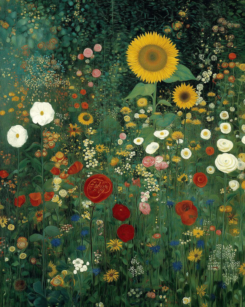 Coquelicots et Tournesols Sauvages Peinture par Numéros