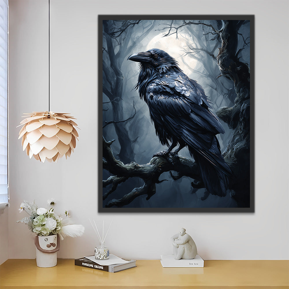 Corbeau dans la Forêt Sombre Peinture par Numéros