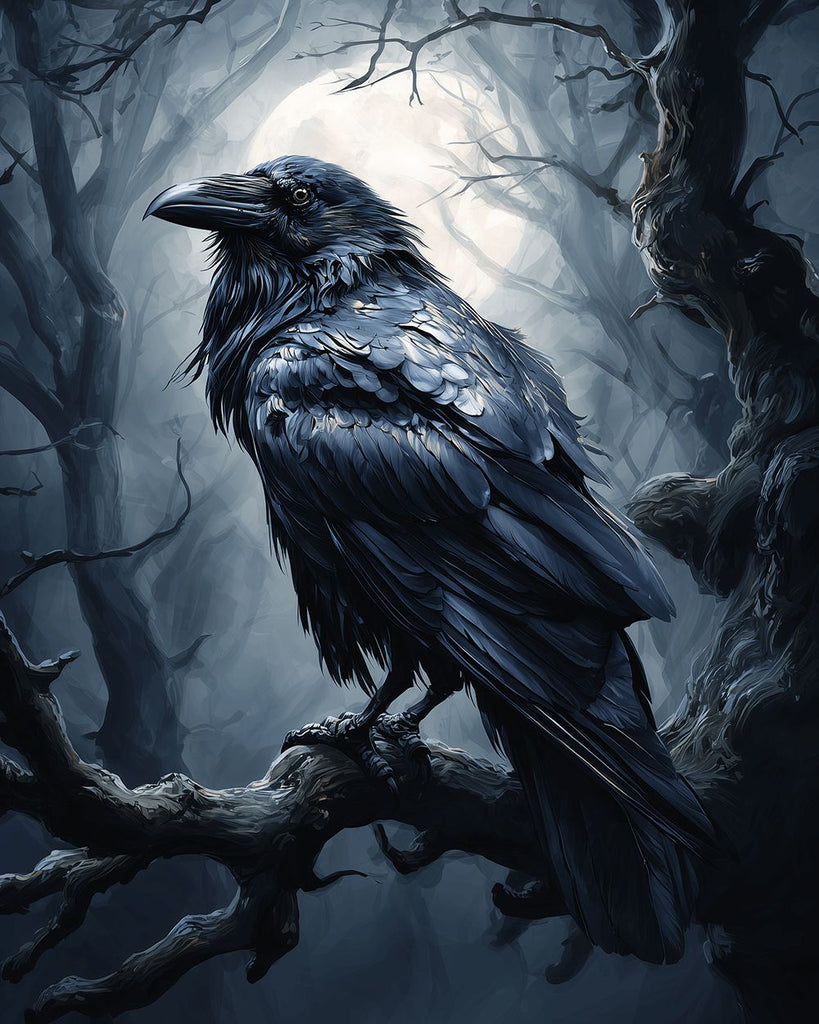 Corbeau dans la Forêt Sombre Peinture par Numéros