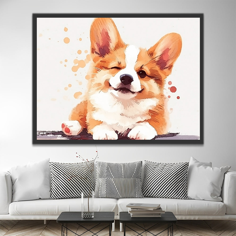Corgi clin d’œil Peinture par Numéros