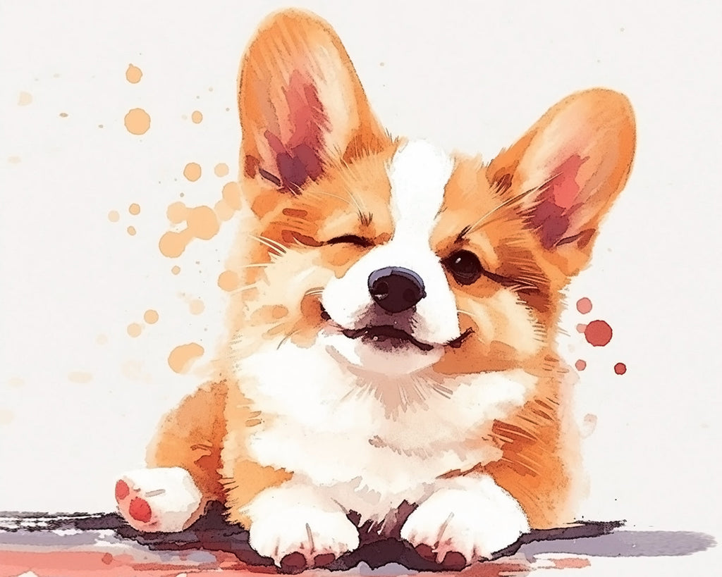 Corgi clin d’œil Peinture par Numéros