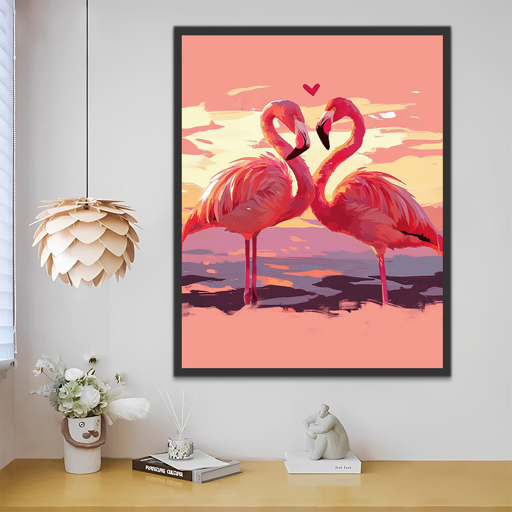 Couple de flamants roses Peinture par Numéros